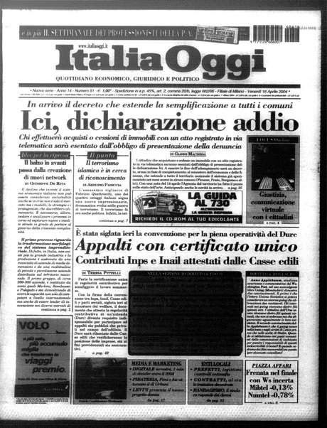 Italia oggi : quotidiano di economia finanza e politica